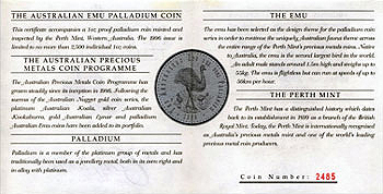Australia 40 Dollar Emu 1996 Proof COA II.