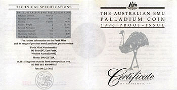 Australia 40 Dollar Emu 1996 Proof COA I.